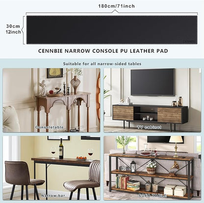 CENNBIE Console Table Leather Cover - 70.8 x 11.8 Inches Sofa Table Narrow Long Mat - TV/Media/Gaming/Center Console Table Protector Pad for Narrow Side Table, Sideboard, Entryway Table (Black) | Desk Pads Blotters - TrueDesk