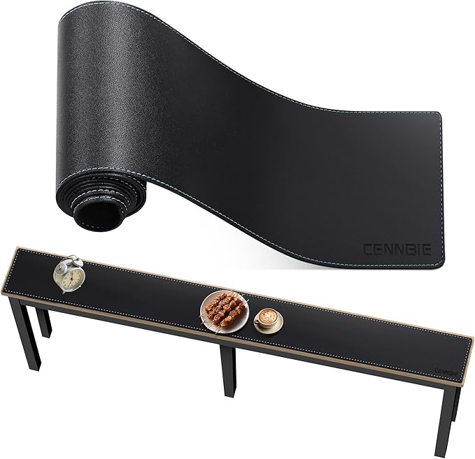 CENNBIE Console Table Leather Cover - 78.8 x 5.9 Inches Sofa Table Narrow Long Mat - TV/Media/Gaming/Center Console Table Protector Pad for Narrow Side Table, Sideboard, Entryway Table (Black) | Tablecloths - TrueDesk