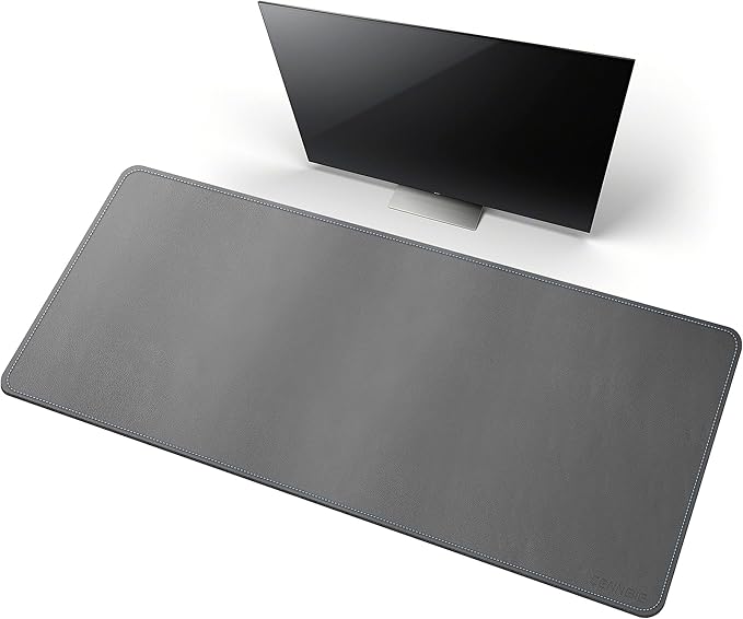 CENNBIE Desk Mat Pad Blotter Protector 47.2" x 19.6", PU Leather Desk Mat Laptop Keyboard Mouse Pad with Comfortable Writing Surface Waterproof (Grey) | Desk Pads Blotters - TrueDesk