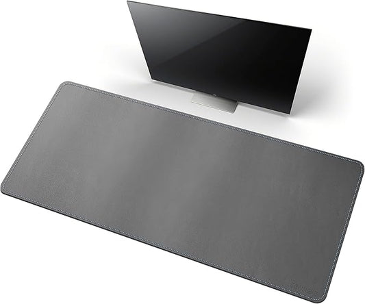 CENNBIE Desk Mat Pad Blotter Protector 47.2" x 19.6", PU Leather Desk Mat Laptop Keyboard Mouse Pad with Comfortable Writing Surface Waterproof (Grey) | Desk Pads Blotters - TrueDesk