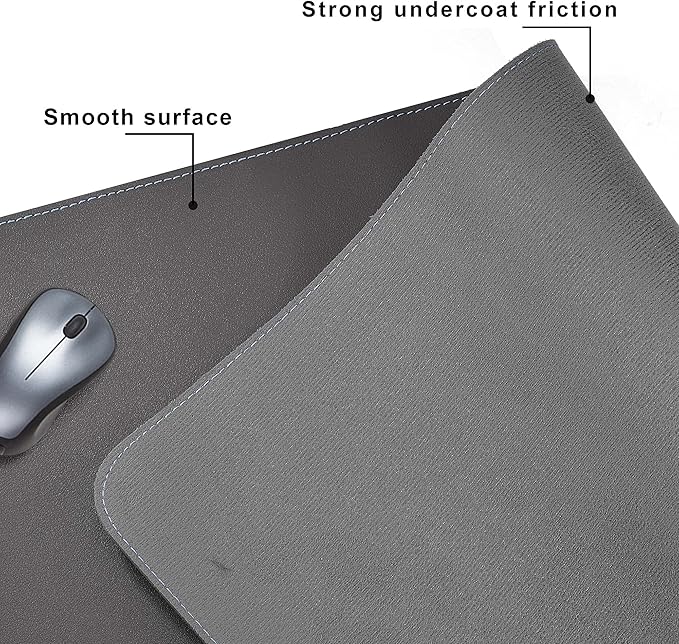 CENNBIE Desk Mat Pad Blotter Protector 47.2" x 19.6", PU Leather Desk Mat Laptop Keyboard Mouse Pad with Comfortable Writing Surface Waterproof (Grey) | Desk Pads Blotters - TrueDesk