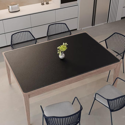 CENNBIE HUGE180 70.8" x 47" Black Leather Desk Mat for Conference Table, Dining Table, Work Table, Banquet Tables, Library Table | Desk Pads Blotters - TrueDesk