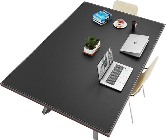 CENNBIE HUGE180 70.8" x 47" Black Leather Desk Mat for Conference Table, Dining Table, Work Table, Banquet Tables, Library Table | Desk Pads Blotters - TrueDesk