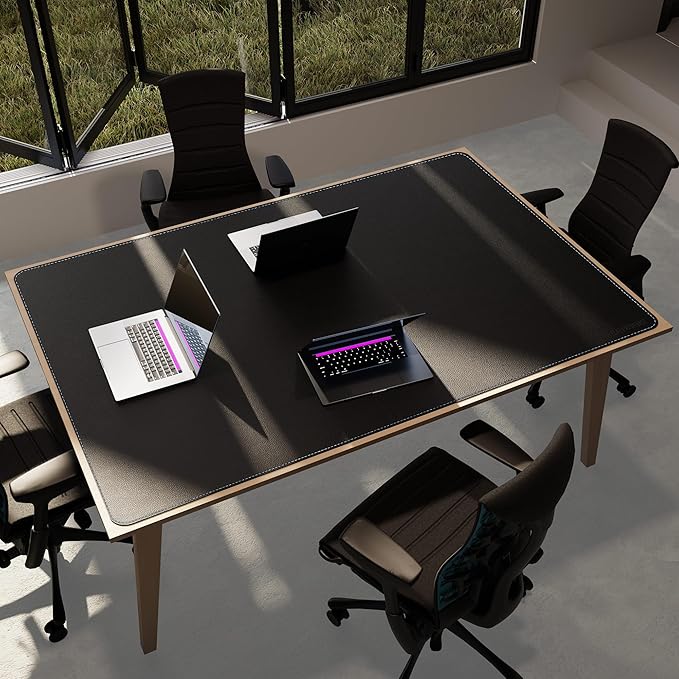 CENNBIE HUGE180 70.8" x 47" Black Leather Desk Mat for Conference Table, Dining Table, Work Table, Banquet Tables, Library Table | Desk Pads Blotters - TrueDesk