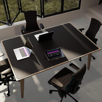 CENNBIE HUGE180 70.8" x 47" Black Leather Desk Mat for Conference Table, Dining Table, Work Table, Banquet Tables, Library Table | Desk Pads Blotters - TrueDesk