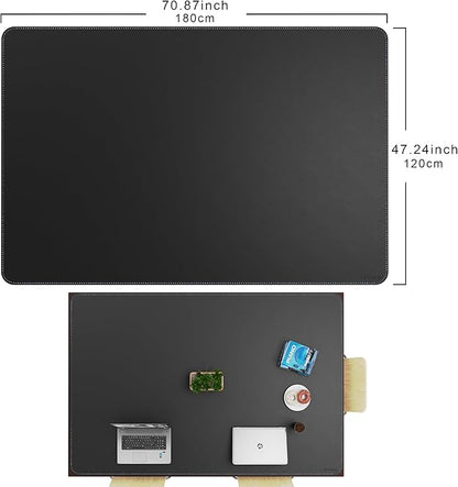 CENNBIE HUGE180 70.8" x 47" Black Leather Desk Mat for Conference Table, Dining Table, Work Table, Banquet Tables, Library Table | Desk Pads Blotters - TrueDesk