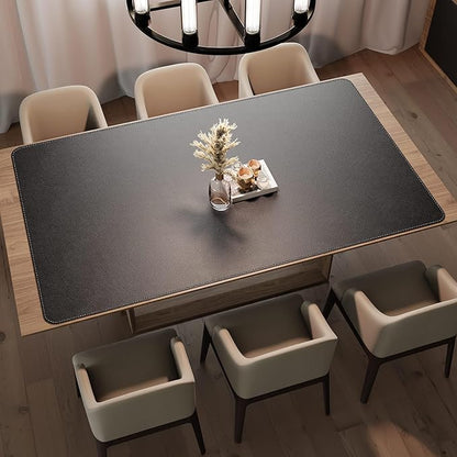 CENNBIE HUGE200 78.8" x 47" Black Leather Desk Mat for Conference Table, Dining Table, Work Table, Banquet Tables, Library Table | Desk Pads Blotters - TrueDesk