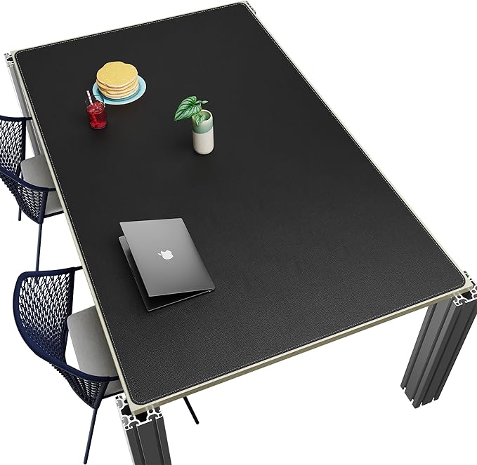 CENNBIE HUGE200 78.8" x 47" Black Leather Desk Mat for Conference Table, Dining Table, Work Table, Banquet Tables, Library Table | Desk Pads Blotters - TrueDesk