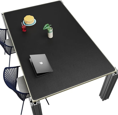 CENNBIE HUGE200 78.8" x 47" Black Leather Desk Mat for Conference Table, Dining Table, Work Table, Banquet Tables, Library Table | Desk Pads Blotters - TrueDesk
