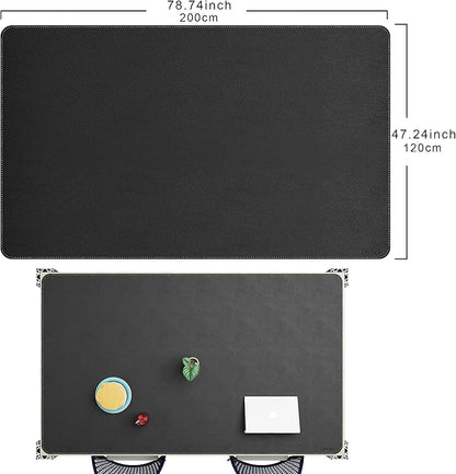 CENNBIE HUGE200 78.8" x 47" Black Leather Desk Mat for Conference Table, Dining Table, Work Table, Banquet Tables, Library Table | Desk Pads Blotters - TrueDesk