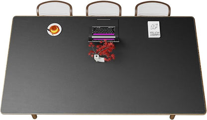CENNBIE HUGE220 86.6" x 47" Black Leather Desk Mat for Conference Table, Dining Table, Work Table, Banquet Tables, Library Table | Desk Pads Blotters - TrueDesk