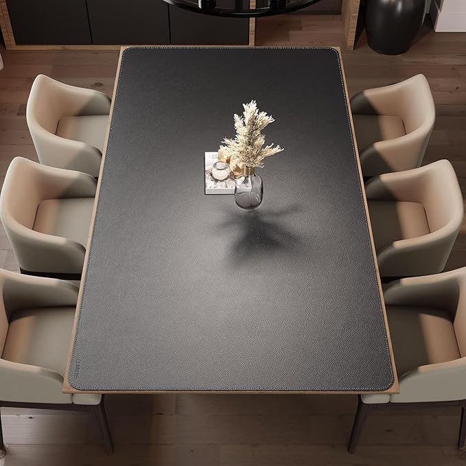 CENNBIE HUGE220 86.6" x 47" Black Leather Desk Mat for Conference Table, Dining Table, Work Table, Banquet Tables, Library Table | Desk Pads Blotters - TrueDesk