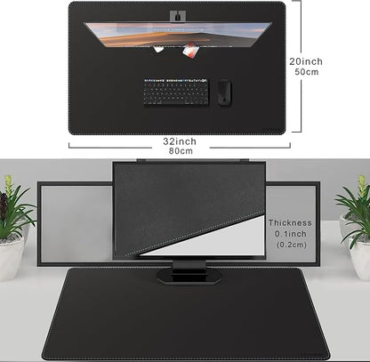 CENNBIE Leather Desk Mat - 31.4" x 19.6" Extra Large Desk Pad Protector for Office, Computer Desk, Oversized Mouse Pad, Black | Desk Pads Blotters - TrueDesk