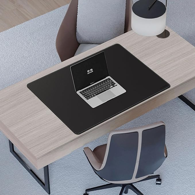 CENNBIE Leather Desk Mat - 31.4" x 19.6" Extra Large Desk Pad Protector for Office, Computer Desk, Oversized Mouse Pad, Black | Desk Pads Blotters - TrueDesk