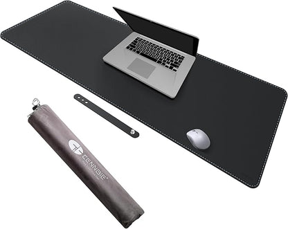 CENNBIE Leather Desk Mat - 43.6" x 16" Extra Large Desk Pad Protector for Office, Computer Desk, Oversized Mouse Pad, Black | Desk Pads Blotters - TrueDesk