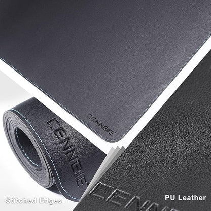 CENNBIE Leather Desk Mat - 43.6" x 16" Extra Large Desk Pad Protector for Office, Computer Desk, Oversized Mouse Pad, Black | Desk Pads Blotters - TrueDesk