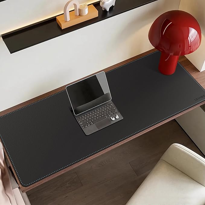 CENNBIE Leather Desk Mat - 43.6" x 16" Extra Large Desk Pad Protector for Office, Computer Desk, Oversized Mouse Pad, Black | Desk Pads Blotters - TrueDesk