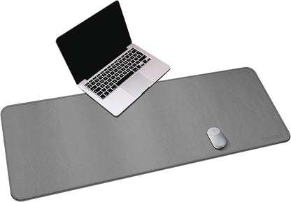 CENNBIE Leather Desk Mat, 55''x19.6'' Extra Large Desk Pad Blotter Protector, Extended Non - Slip Mouse Pad, Waterproof PU Leather Desk Mat on top of desks Large for Office and Home (Grey) | Desk Pads Blotters - TrueDesk