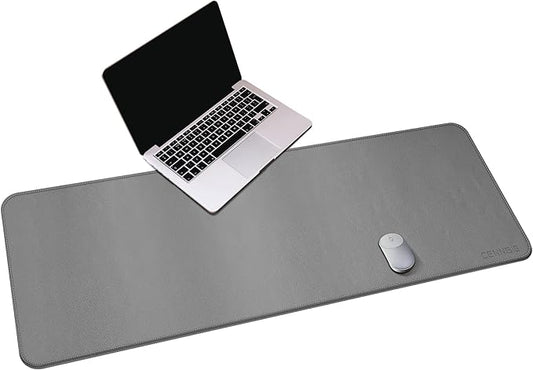 CENNBIE Leather Desk Mat, 55''x19.6'' Extra Large Desk Pad Blotter Protector, Extended Non - Slip Mouse Pad, Waterproof PU Leather Desk Mat on top of desks Large for Office and Home (Grey) | Desk Pads Blotters - TrueDesk