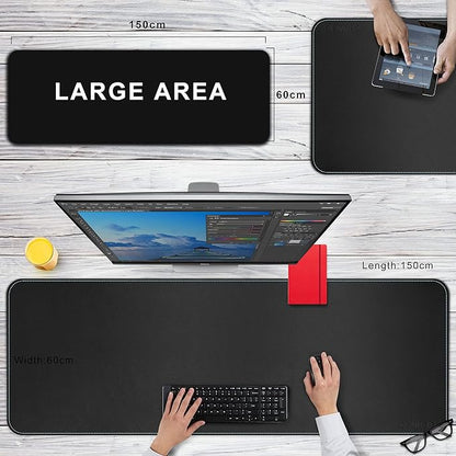 CENNBIE Leather Desk Mat, 59” x 23.6” Extra Large Desk Pad Blotter Protector, Extended Non - Slip Mouse Pad, Waterproof PU Leather Desk Mat on top of desks Large for Office and Home (Black) | Desk Pads Blotters - TrueDesk