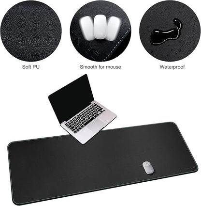CENNBIE Leather Desk Mat, 59” x 23.6” Extra Large Desk Pad Blotter Protector, Extended Non - Slip Mouse Pad, Waterproof PU Leather Desk Mat on top of desks Large for Office and Home (Black) | Desk Pads Blotters - TrueDesk