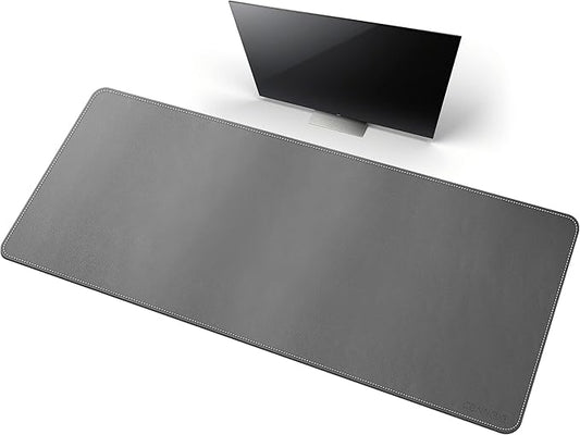 CENNBIE Leather Desk Mat, 59" x 27.5" Extra Large Desk Pad Blotter Protector, Extended Non - Slip Mouse Pad, Waterproof PU Leather Desk Mat on top of desks Large for Office and Home (Grey) | Desk Pads Blotters - TrueDesk