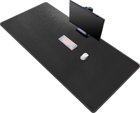 CENNBIE Leather Desk Mat, 63" x 31.4" Extra Large Desk Pad Blotter Protector, Extended Non - Slip Mouse Pad, Waterproof PU Leather Desk Mat on top of desks Large for Office and Home (Black) | Desk Pads Blotters - TrueDesk