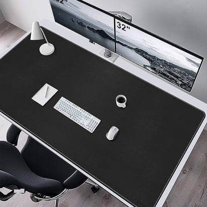 CENNBIE Leather Desk Mat, 63" x 31.4" Extra Large Desk Pad Blotter Protector, Extended Non - Slip Mouse Pad, Waterproof PU Leather Desk Mat on top of desks Large for Office and Home (Black) | Desk Pads Blotters - TrueDesk