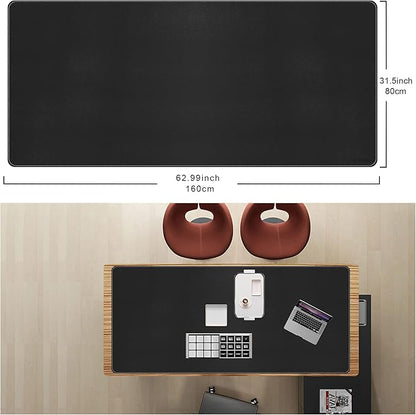 CENNBIE Leather Desk Mat, 63" x 31.4" Extra Large Desk Pad Blotter Protector, Extended Non - Slip Mouse Pad, Waterproof PU Leather Desk Mat on top of desks Large for Office and Home (Black) | Desk Pads Blotters - TrueDesk