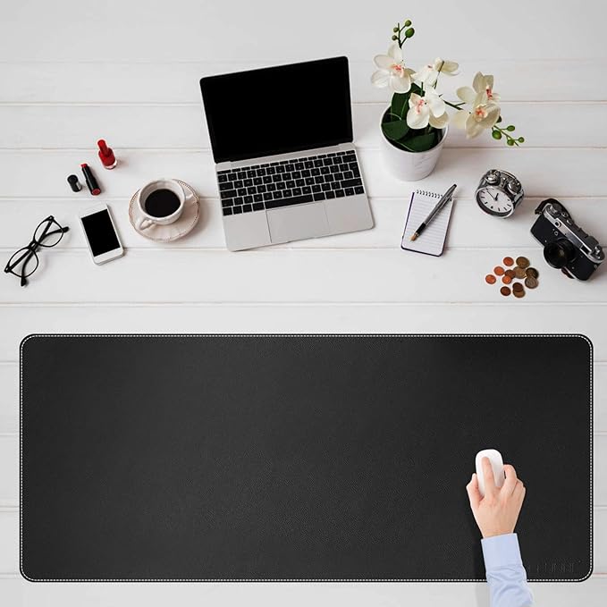 CENNBIE Leather Desk Mat, Extra Large Desk pad, Desk mats on top of desks, 51.2" x 23.6" XXXL Large Mouse Pad for Office and Home (Black) | Desk Pads Blotters - TrueDesk