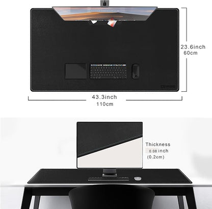 CENNBIE Leather Desk Mat Large, 43.6" x 23.6" Desk Pad Blotter Protector, Extended Non - Slip Mouse Pad, Waterproof PU Leather Large Mouse pad for Desk Office and Home (Black) | Desk Pads Blotters - TrueDesk