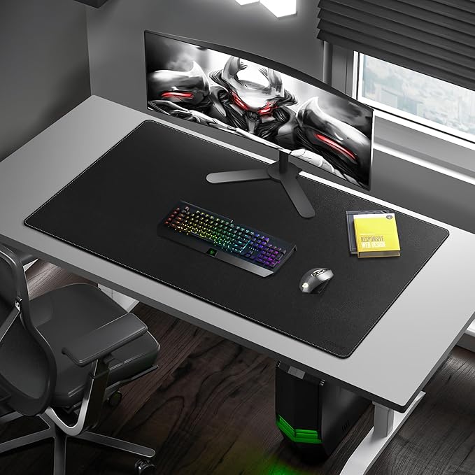 CENNBIE Leather Desk Mat Large, 43.6" x 23.6" Desk Pad Blotter Protector, Extended Non - Slip Mouse Pad, Waterproof PU Leather Large Mouse pad for Desk Office and Home (Black) | Desk Pads Blotters - TrueDesk