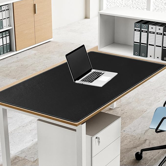 CENNBIE Leather Desk Mat Large, 43.6" x 23.6" Desk Pad Blotter Protector, Extended Non - Slip Mouse Pad, Waterproof PU Leather Large Mouse pad for Desk Office and Home (Black) | Desk Pads Blotters - TrueDesk