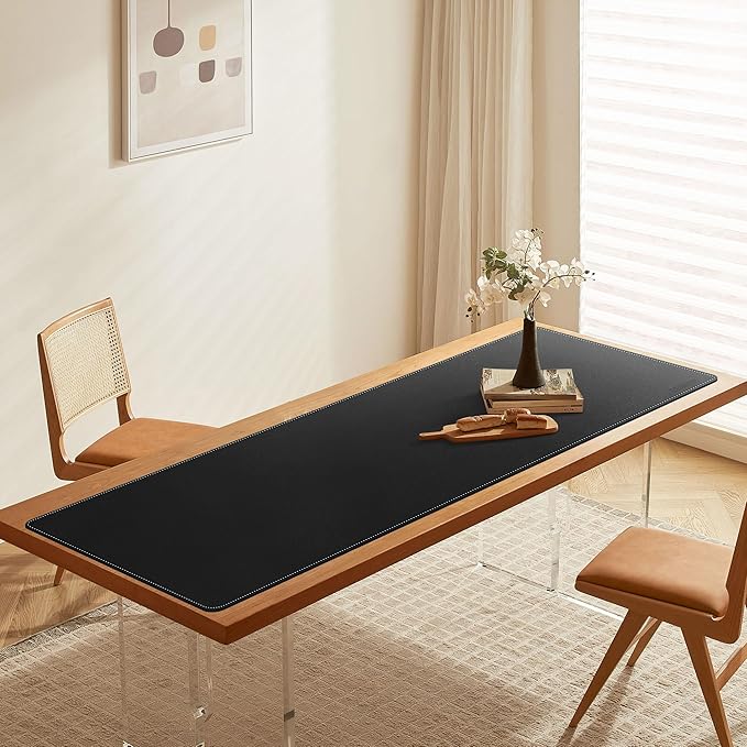 CENNBIE Leather Desk Mat Large, 63" x 19.6" Desk Pad Blotter Protector, Extended Non - Slip Mouse Pad, Waterproof PU Leather Large Mouse pad for Desk Office and Home (Black) | Desk Pads Blotters - TrueDesk