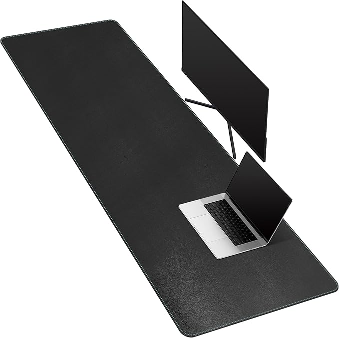 CENNBIE Leather Desk Mat Large, 63" x 19.6" Desk Pad Blotter Protector, Extended Non - Slip Mouse Pad, Waterproof PU Leather Large Mouse pad for Desk Office and Home (Black) | Desk Pads Blotters - TrueDesk
