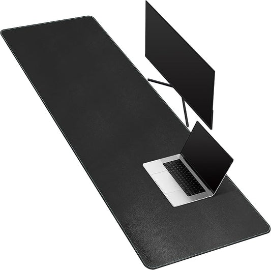 CENNBIE Leather Desk Mat Large, 63" x 19.6" Desk Pad Blotter Protector, Extended Non - Slip Mouse Pad, Waterproof PU Leather Large Mouse pad for Desk Office and Home (Black) | Desk Pads Blotters - TrueDesk