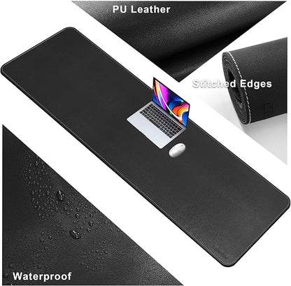 CENNBIE Leather Desk Mat Large, 71" x 19.6" Desk Pad Blotter Protector, Extended Non - Slip Mouse Pad, Waterproof PU Leather Large Mouse pad for Desk Office and Home (Black) | Desk Pads Blotters - TrueDesk