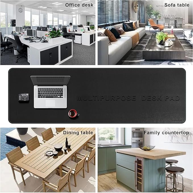 CENNBIE Leather Desk Mat Large, 71" x 19.6" Desk Pad Blotter Protector, Extended Non - Slip Mouse Pad, Waterproof PU Leather Large Mouse pad for Desk Office and Home (Black) | Desk Pads Blotters - TrueDesk