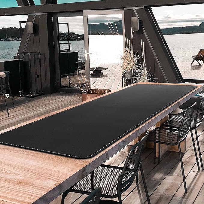 CENNBIE Leather Desk Mat Large, 71" x 19.6" Desk Pad Blotter Protector, Extended Non - Slip Mouse Pad, Waterproof PU Leather Large Mouse pad for Desk Office and Home (Black) | Desk Pads Blotters - TrueDesk
