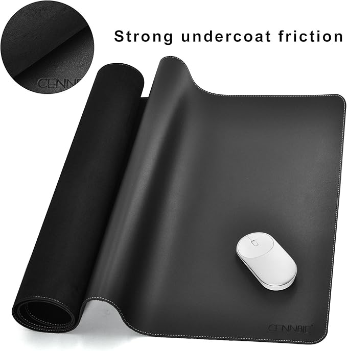 CENNBIE Leather Desk Mat Pad Blotter Protector, Extra Large Desk pad, Laptop Keyboard Mouse Pad 39.3" x 19.6"(Black) | Desk Pads Blotters - TrueDesk