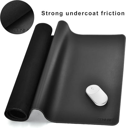 CENNBIE Leather Desk Mat Pad Blotter Protector, Extra Large Desk pad, Laptop Keyboard Mouse Pad 39.3" x 19.6"(Black) | Desk Pads Blotters - TrueDesk