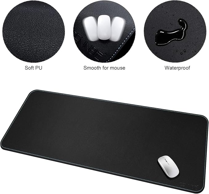 CENNBIE Leather Desk mat Protecter 47.2X19.6in Super Large, PU Leather Desk Mat Blotters Organizer with Comfortable Writing Surface(Black) | Desk Pads Blotters - TrueDesk