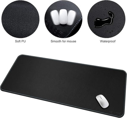 CENNBIE Leather Desk mat Protecter 47.2X19.6in Super Large, PU Leather Desk Mat Blotters Organizer with Comfortable Writing Surface(Black) | Desk Pads Blotters - TrueDesk