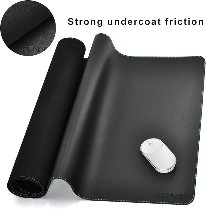 CENNBIE Leather Desk mat Protecter 47.2X19.6in Super Large, PU Leather Desk Mat Blotters Organizer with Comfortable Writing Surface(Black) | Desk Pads Blotters - TrueDesk