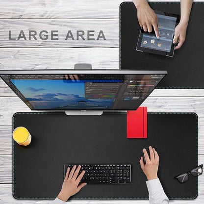 CENNBIE Leather Desk mat Protecter 47.2X19.6in Super Large, PU Leather Desk Mat Blotters Organizer with Comfortable Writing Surface(Black) | Desk Pads Blotters - TrueDesk