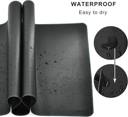 CENNBIE Leather Desk mat Protecter 47.2X19.6in Super Large, PU Leather Desk Mat Blotters Organizer with Comfortable Writing Surface(Black) | Desk Pads Blotters - TrueDesk