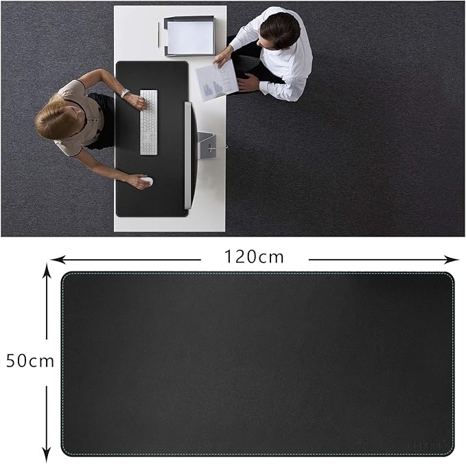 CENNBIE Leather Desk mat Protecter 47.2X19.6in Super Large, PU Leather Desk Mat Blotters Organizer with Comfortable Writing Surface(Black) | Desk Pads Blotters - TrueDesk
