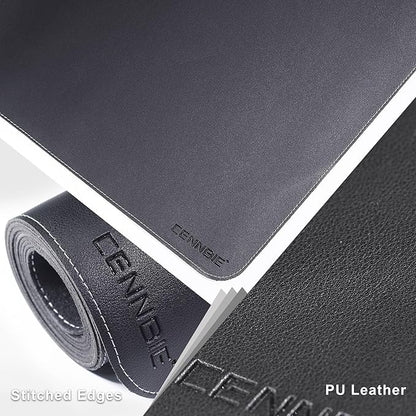 CENNBIE Leather Desk Mat Protector, 35.5" x 16" Extra Large Leather Office Desk Pad Mat for Full Desk, Computer Desk Mat on top of desks - Oversized Large Mouse Pad (Black) | Mouse Pads - TrueDesk