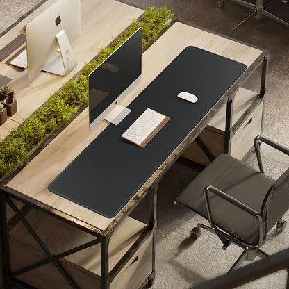CENNBIE Leather Desk Mat Protector, 51.2" x 16" Extra Large Leather Office Desk Pad Mat for Full Desk, Computer Desk Mat on top of desks - Oversized Large Mouse Pad (Black) | Desk Pads Blotters - TrueDesk