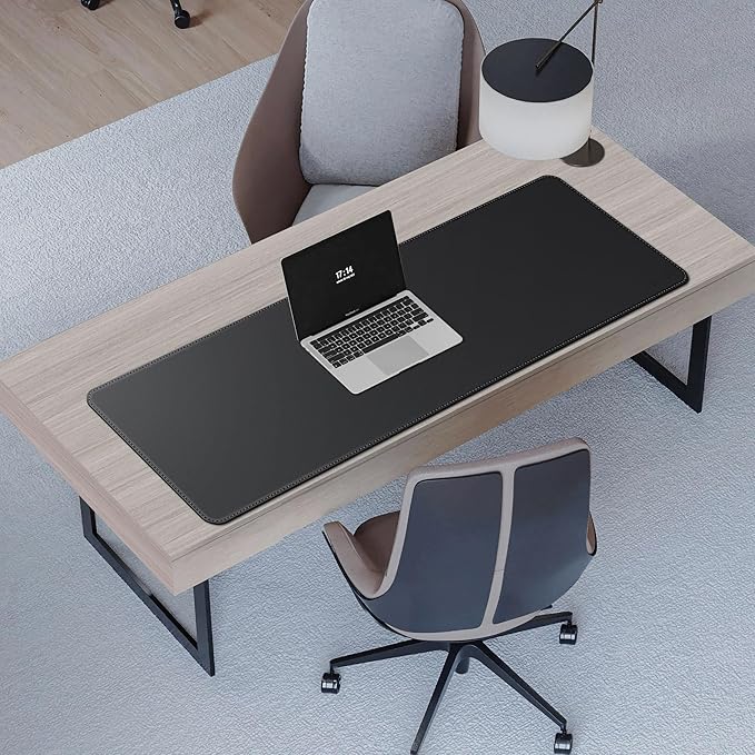 CENNBIE Leather Desk Mat Protector, 51.2" x 16" Extra Large Leather Office Desk Pad Mat for Full Desk, Computer Desk Mat on top of desks - Oversized Large Mouse Pad (Black) | Desk Pads Blotters - TrueDesk